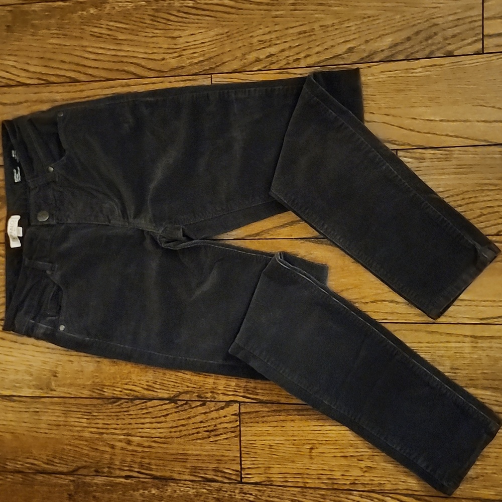 Buffalo David Bitton Dark Gray Corduroy Pants • Size 6/32 • Mid Rise Slim Leg
